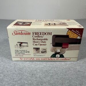Vintage Sunbeam Freedom Cordless Rechargeable Heavy Duty Can‎ Opener Almond NEW